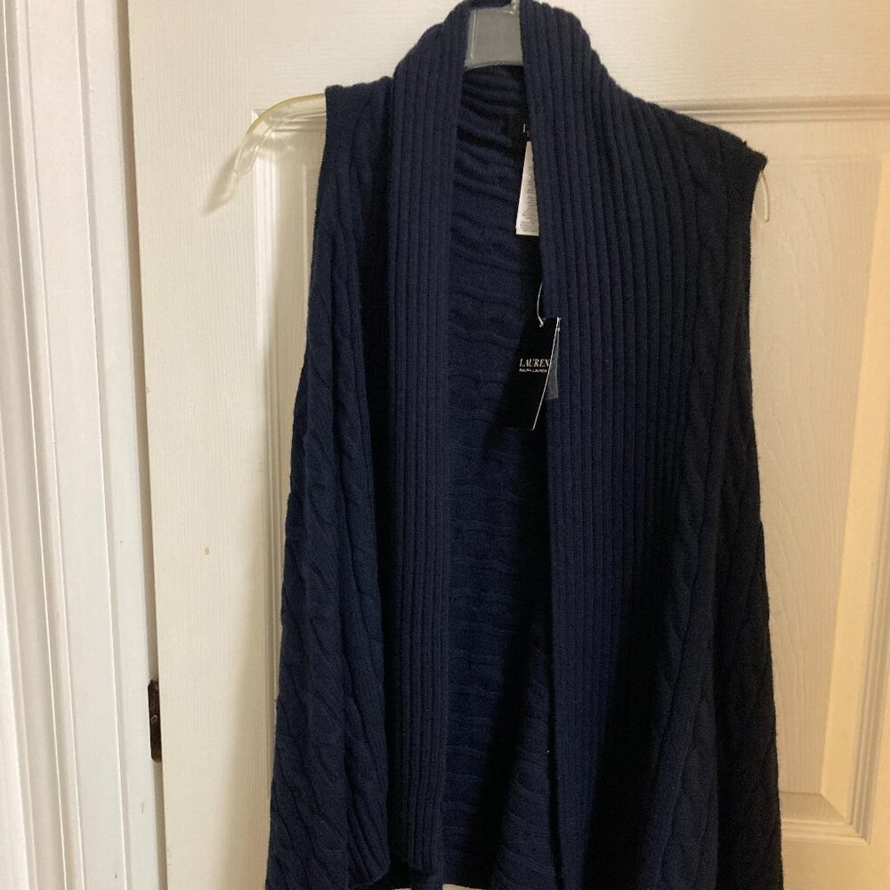 New Ralph Lauren Blue Cable-Knit Vest